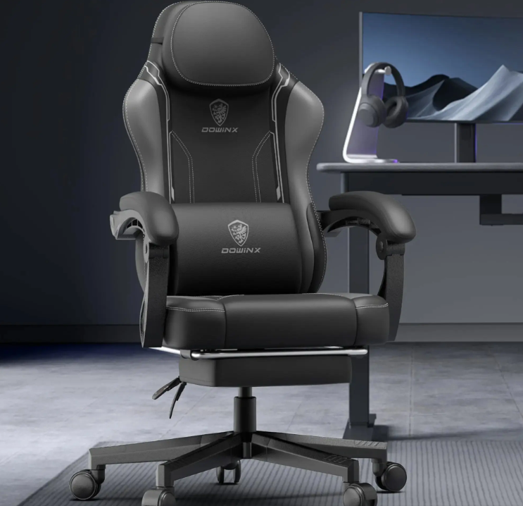 Gamingstoel – Bureaustoel – Office Chair – Gamestoel – Recliner – Ergonomisch – Verstelbare Voetensteun – 137 KG Gewichtscapaciteit – Lumbale Ondersteuning – Zwart/Blauw