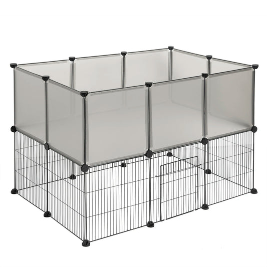 Dierenren - Kat - Hond - Binnenhuis - Ren - Buitenhuis - 107 cm x 72 cm x 72 cm - Grijs