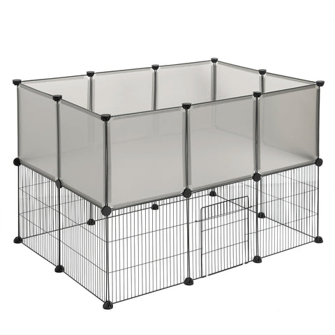 Dierenren - Kat - Hond - Binnenhuis - Ren - Buitenhuis - 107 cm x 72 cm x 72 cm - Grijs