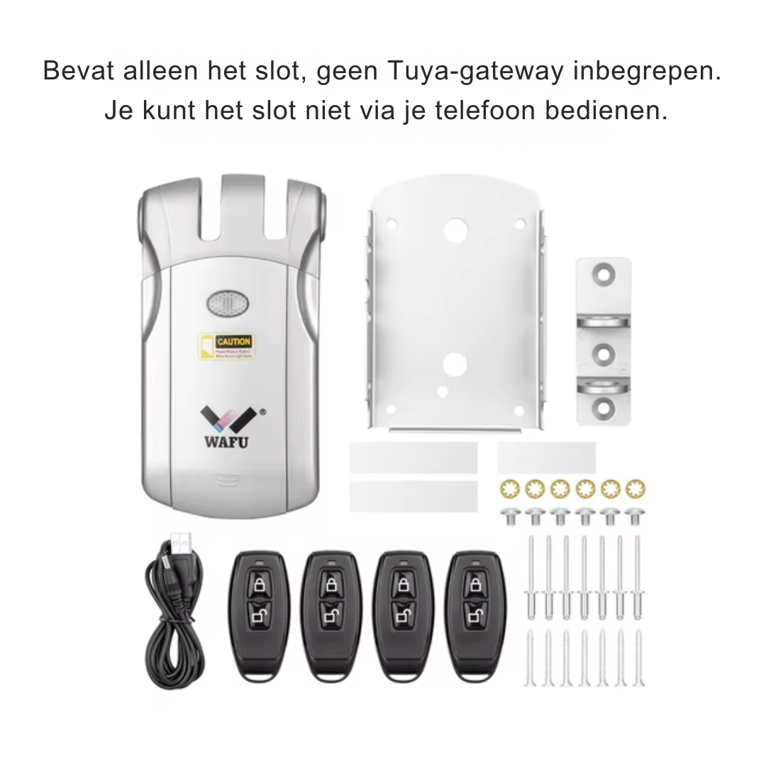 Slank Deurslot - Slim Deurslot - Smart Lock - Smart Door Lock - Elektrisch Deurslot - Elektronisch Draadloos Sleutelloos - Dealbolt Slot - Afstandsbediening - Alleen slot - Zinklegering - Zilver - QUORE