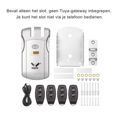 Slank Deurslot - Slim Deurslot - Smart Lock - Smart Door Lock - Elektrisch Deurslot - Elektronisch Draadloos Sleutelloos - Dealbolt Slot - Afstandsbediening - Alleen slot - Zinklegering - Zilver - QUORE