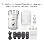 Slank Deurslot - Slim Deurslot - Smart Lock - Smart Door Lock - Elektrisch Deurslot - Elektronisch Draadloos Sleutelloos - Dealbolt Slot - Afstandsbediening - Alleen slot - Zinklegering - Zilver