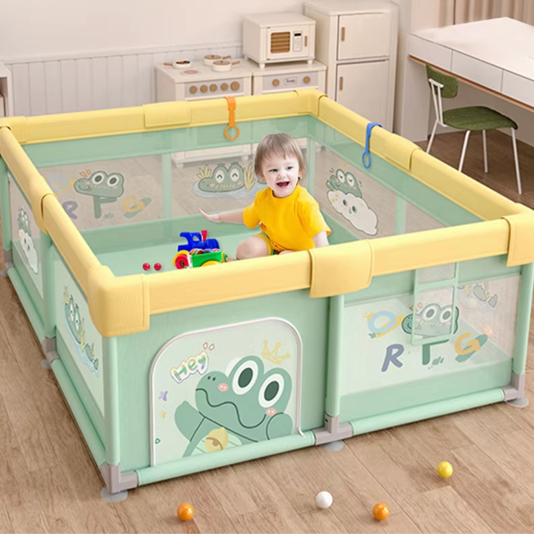 Babybox – Grote Speelbox 150x180 cm voor Binnen en Buiten – Kinderbox met Kruipluik – Veilige en Duurzame Speelruimte met Krokodilontwerp