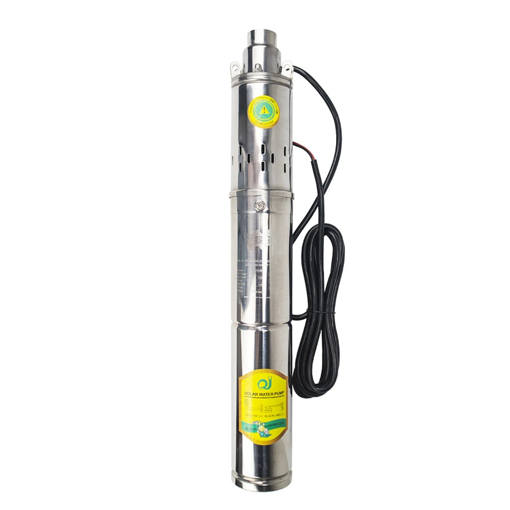 Waterpomp - Diepe put dompelpomp - Solar DC diepe putpomp - 750W - Roestvrij staal - Zilver - QUORE
