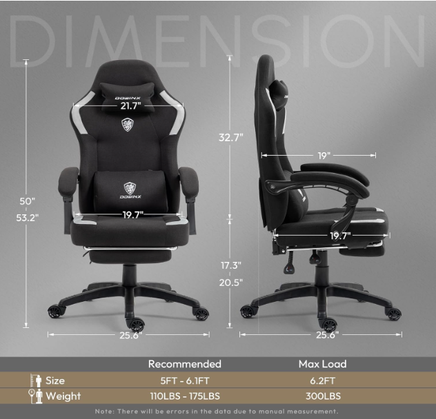 Ergonomische Gaming Stoel – Bureaustoel – Racestoel – Computerstoel – Zwarte Stoel – Verstelbare Voetensteun – Ademend Mesh Rugleuning