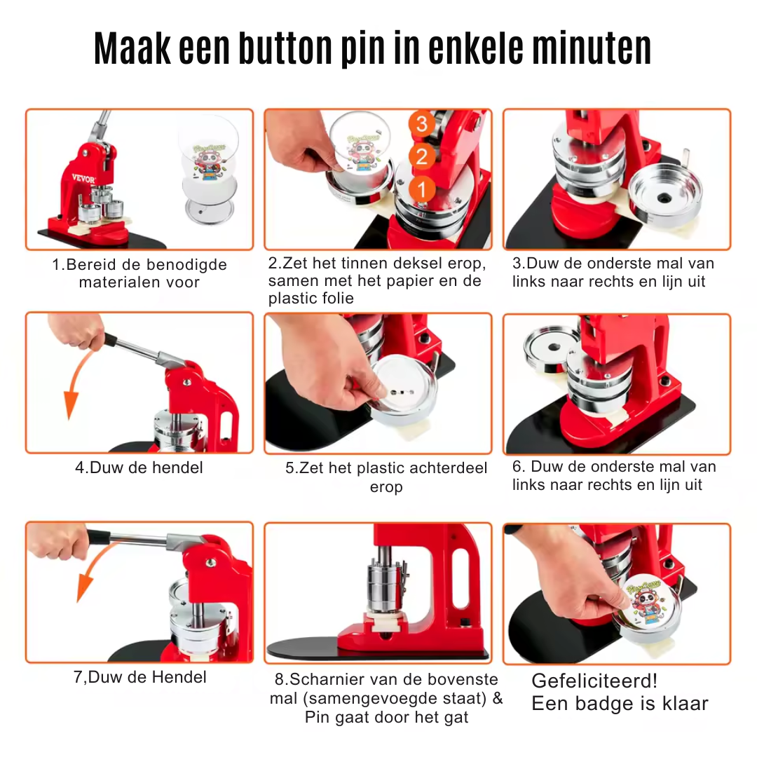 Button Maker - Button Maker Machine - Buttons - Badge Maker - Button Machine - Pin Maker - 58MM - 500st Button Parts