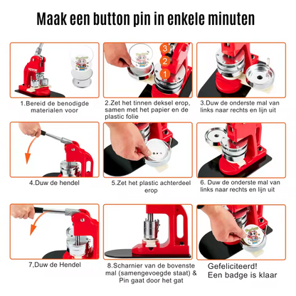 Button Maker - Button Maker Machine - Buttons - Badge Maker - Button Machine - Pin Maker - 58MM - 500st Button Parts