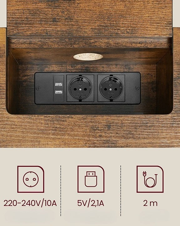 Bijzettafels - Console tafel - Entree tafel - Smal - Hout - Staal - 25 cm x 120 cm x 81 cm - Bruin