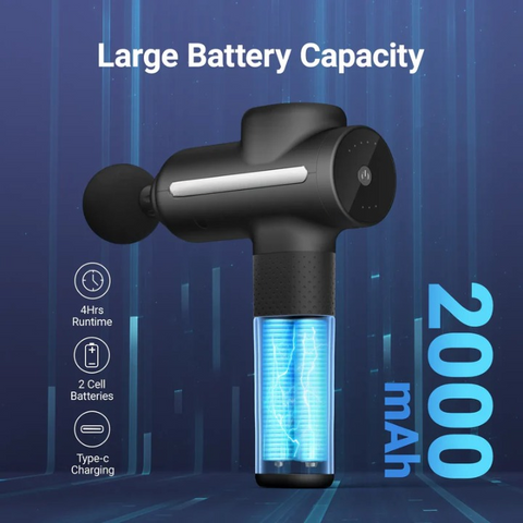 Massage Gun - Professioneel - Massage Apparaat - Draagbare Massage Pistool - met 6 Massagekoppen - 5 Intensiteitsniveaus - Testwinnaar - voor Schouders - Lichaam - Rug - Ontspanning - Pijnverlichting - Oplaadbaar - Zwart