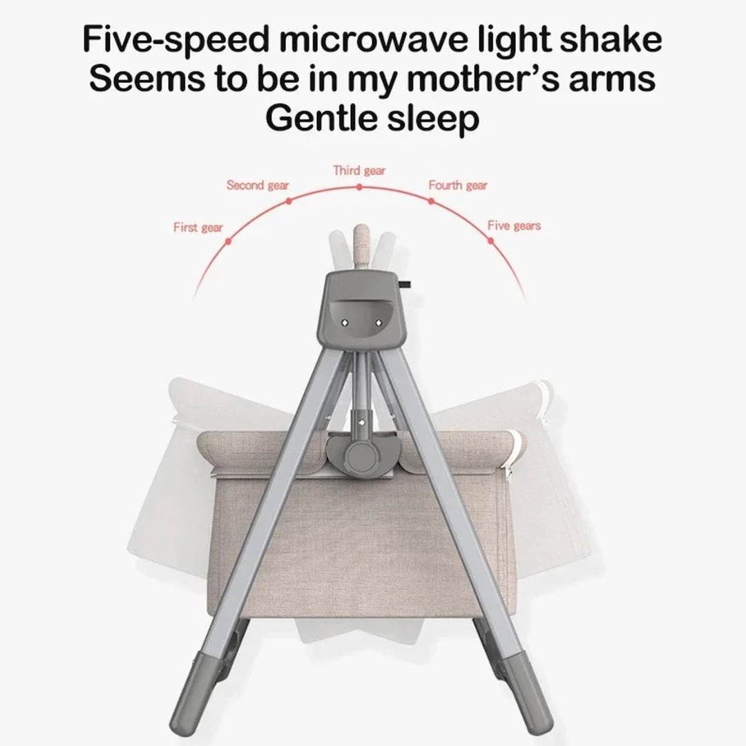 Elektrisch Babybed met Bluetooth – Schommelwieg met Matras, Wielen & Klamboe – Cradle -Wiegje – Automatisch Schommelen – Babybed 0-12 Maanden - Beige
