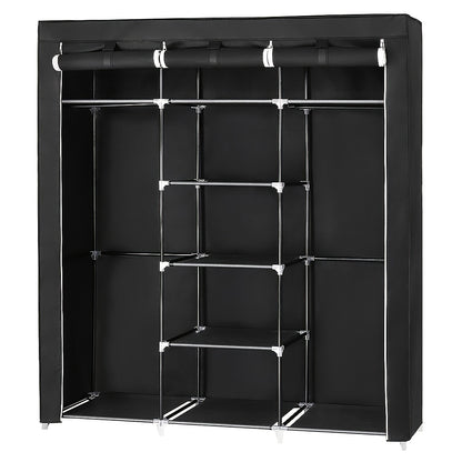 Kledingkast – Garderobekast – Kleerkast – Opbergkast – Garderobe – Grote Inhoud 150x45x175 cm – Lichtgewicht Niet-Geweven Stof – Met 3 Deuren en Kledingroede