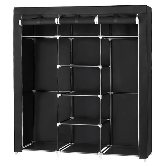 Kledingkast – Garderobekast – Kleerkast – Opbergkast – Garderobe – Grote Inhoud 150x45x175 cm – Lichtgewicht Niet-Geweven Stof – Met 3 Deuren en Kledingroede