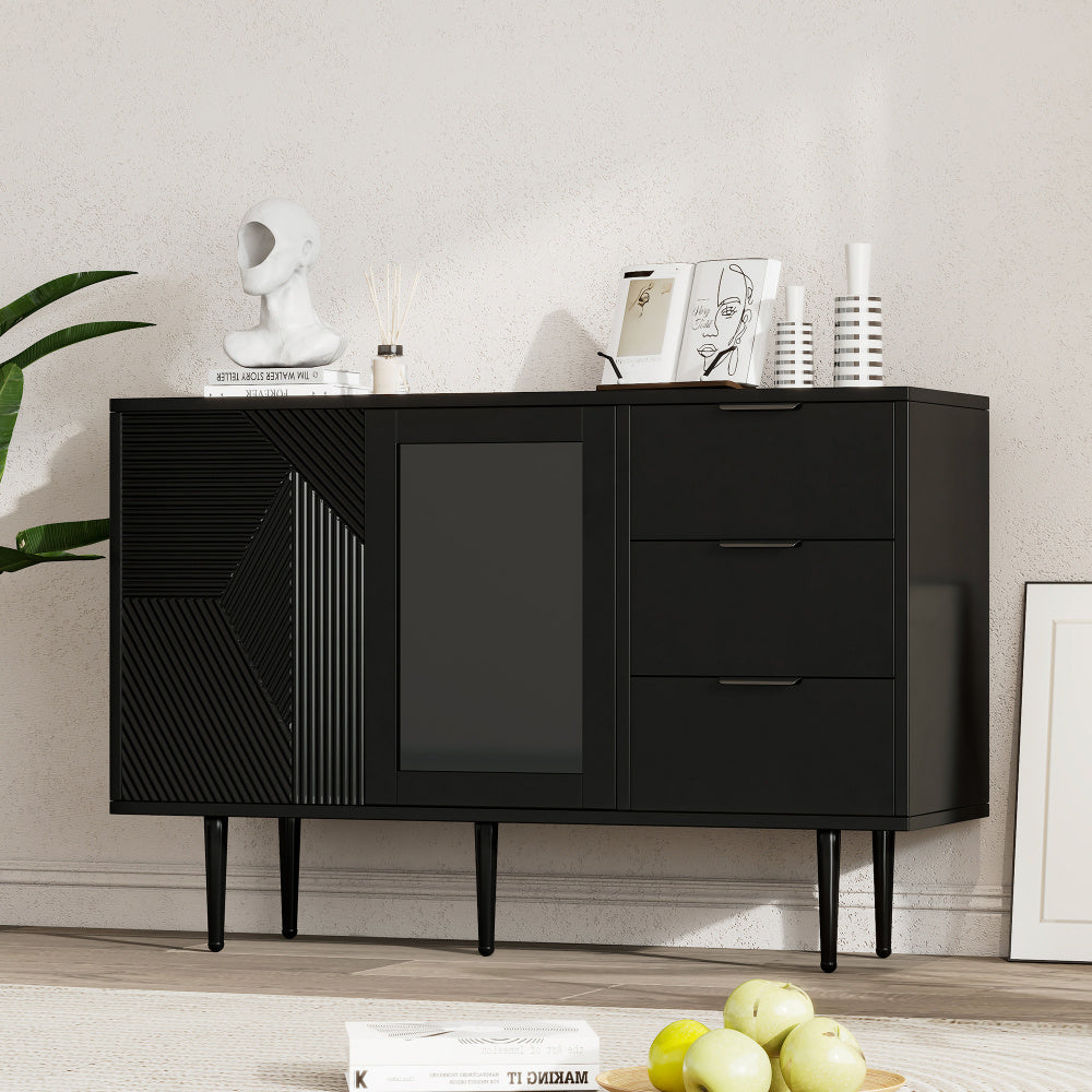 Kast – Opbergkast – Ladekast – Dressoir – Vloerkast – Modern Design – Duurzaam Spaanplaat & Hout – 2 Lades & Open Planken