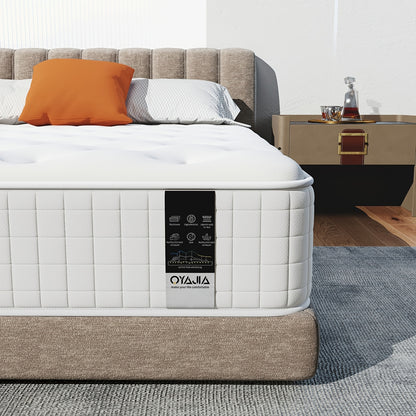 Single/Double Pocket Spring & Memory Foam Mattress with Cooling Gel - Medium Firm Bed, Motion Isolation, 7-Zone &, Individually Wrapped Springs Suitable for Back, Spinal, Sleep