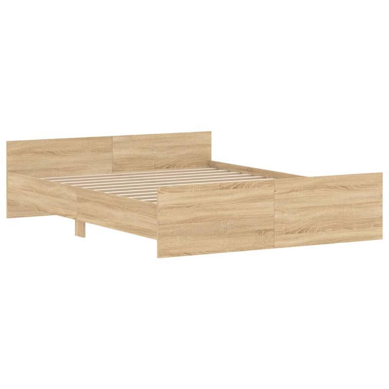 Moderne Bedombouw – Bedframe – Bedframe Met Hoofdbord – Ledikant – Slaapkamermeubelen – Sonoma Eiken – Stevig Hardhout – 150x200 cm