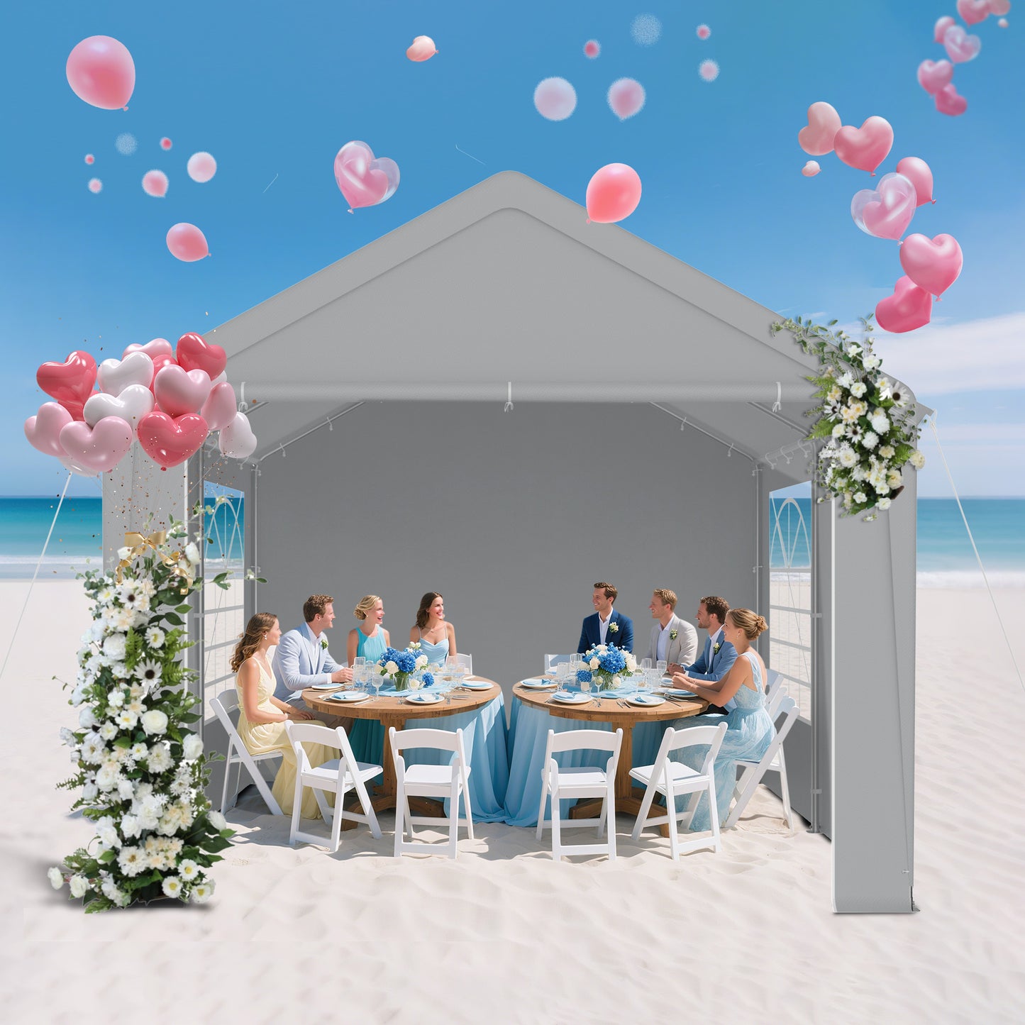 Feesttent – Partytent – Tuinpaviljoen – Evenemententent – Tuintent – Waterdicht – 3x6 Meter – Stevig Gegalvaniseerd Stalen Frame – Afneembare Zijpanelen