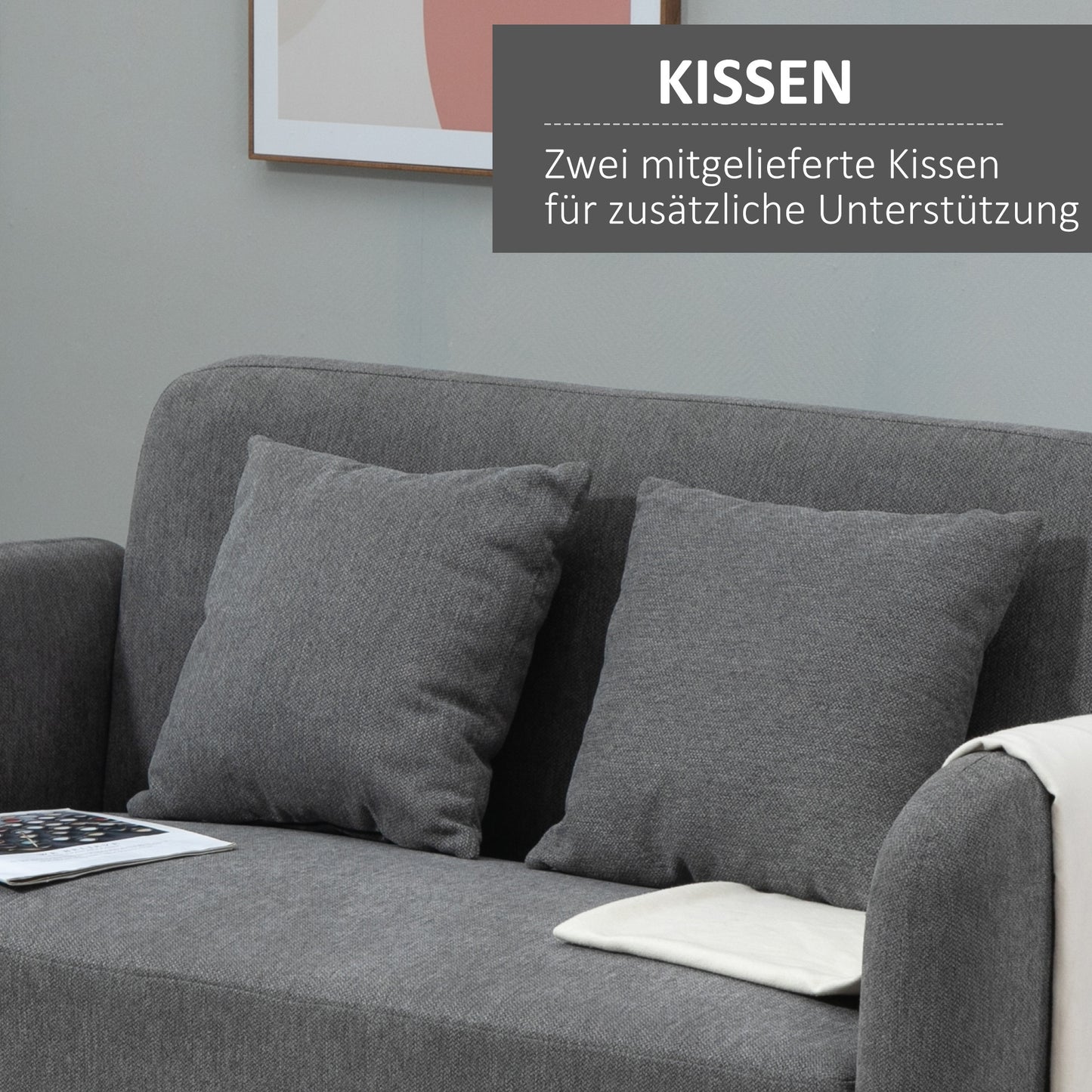 2-zitsbank – tweezitsbank – loveseat – zitbank – bankstel – fluwelen bekleding – verstelbare houten poten – 130x70x80 cm – inclusief 2 sierkussens