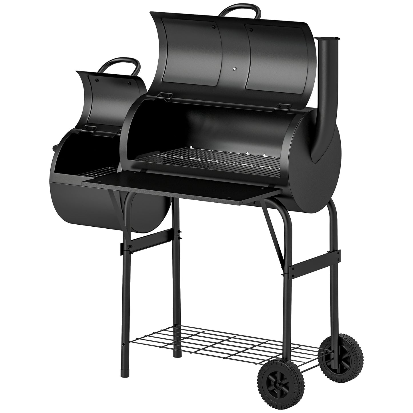 Houtskoolbarbecue – Barbecue – Smoker – Grill – Kogelbarbecue – Staal – Met Deksel en Thermometer – Verstelbare Luchttoevoer en Wielen
