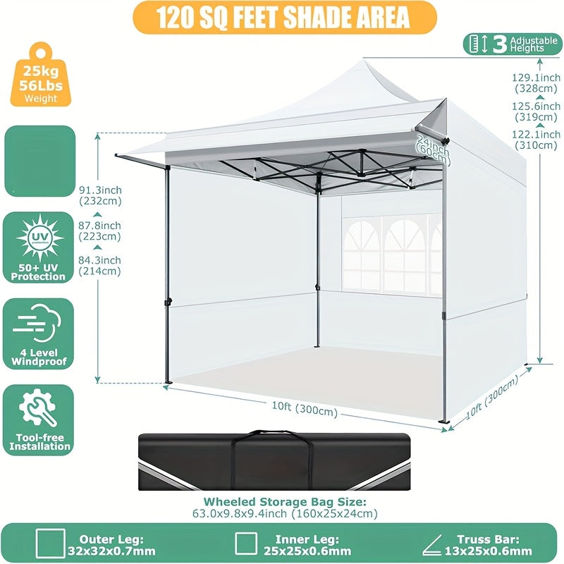 Zonne tent – Pop-up tent – Zonnescherm – Schaduwdoek – Strandtent – 3×3 meter – Windbestendig met Draagtas