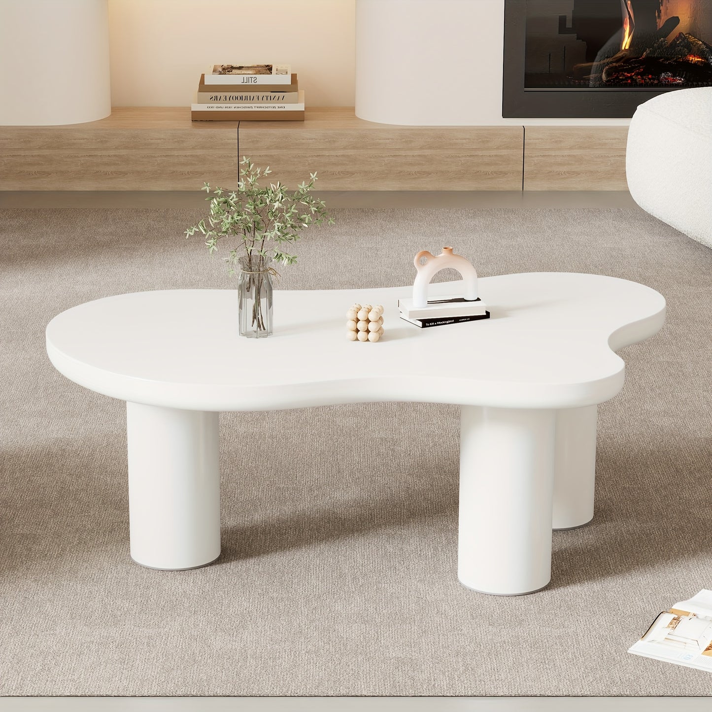 Irregular Cloud-shaped Coffee Table, Length 107cm, Width 66cm, Height 40.5cm, Felt Base