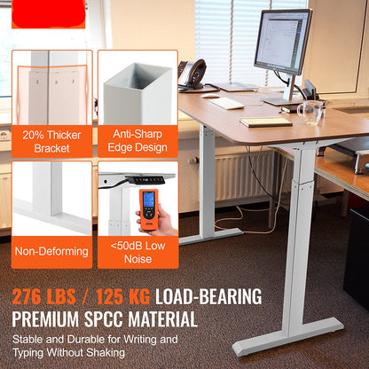 Bureauframe - Koudgewalst Koolstofstaal -  Elektrisch Bureauframe - Compatibel Desktopformaat 100-180 cm - Verstelbaar 70-117 cm Hoogte en 95-158 cm - Silvier A1
