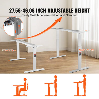 Bureauframe - Koudgewalst Koolstofstaal -  Elektrisch Bureauframe - Compatibel Desktopformaat 100-180 cm - Verstelbaar 70-117 cm Hoogte en 95-158 cm - Silvier A1