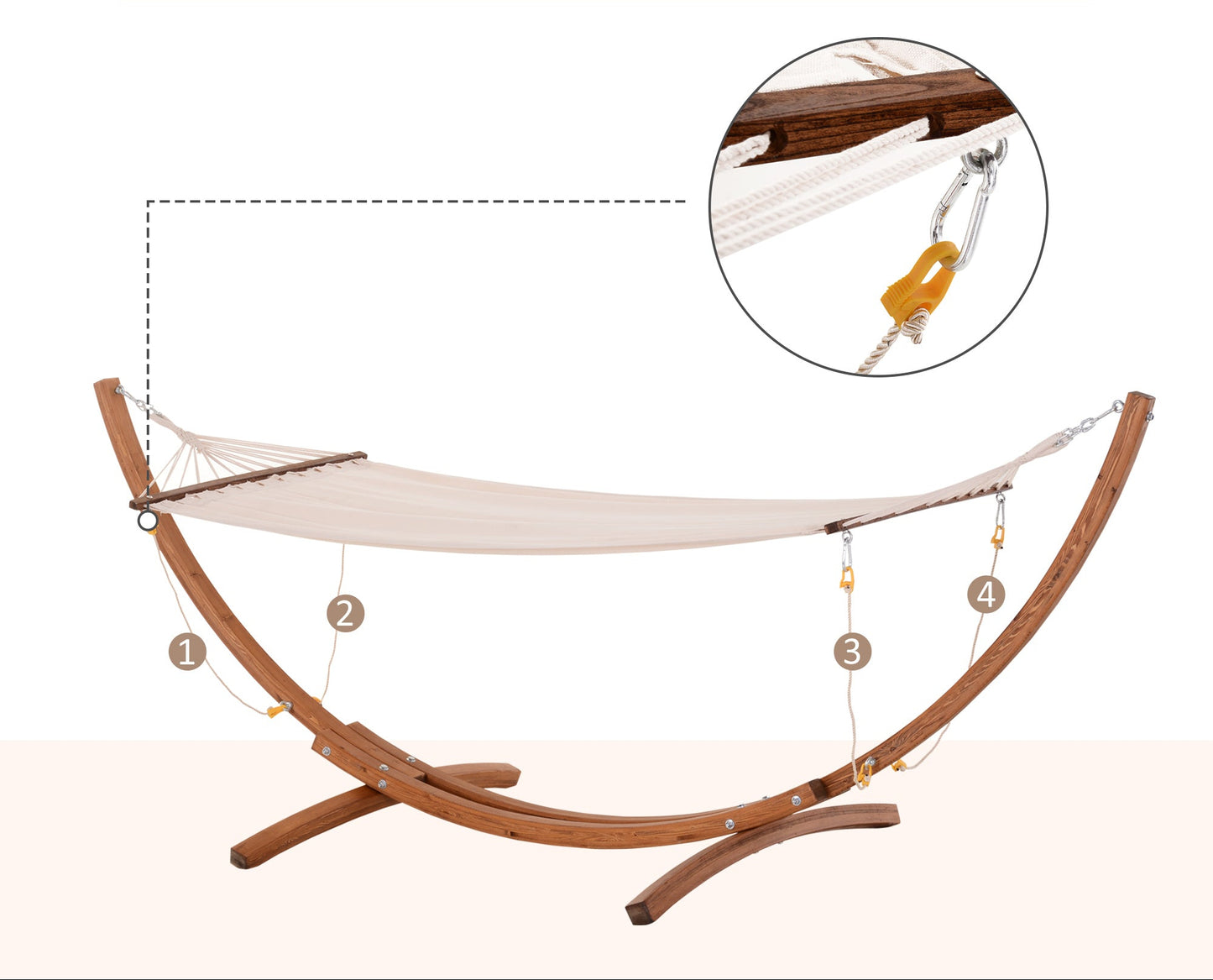 Hangmatstandaard – Hangmatframe – Tuinhangmat – Hangmatsteun – Boomhangoord – Houten Standaard – Weerbestendig – Max 120 kg Belastbaar