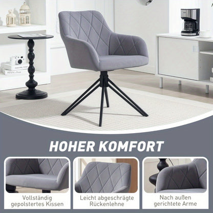 Eetkamerstoel – Stoel – Kuipstoel – Lounge Stoel – Draaistoel – Velvetlook Bekleding – Stevig Metalen Onderstel – Compact Formaat 58x60,5x79 cm – Onderhoudsvriendelijk & Stijlvol