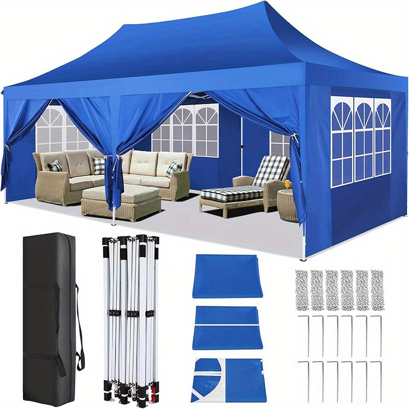 Partytent – Paviljoen – Easy Up Tent – Tuintent – Feesttent – 3x6 m – Waterdicht – 6 Zijwanden – UV-Bescherming 50+ – Opvouwbaar – Stevige Constructie