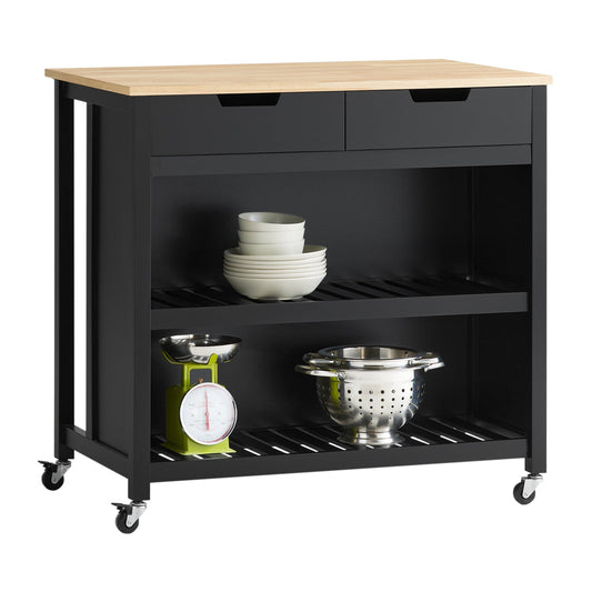 Keukentrolley – Keukenwagen – Serveerwagen – Keukenrek – Roltafel – MDF Materiaal – Groot Werkblad 98x58 cm