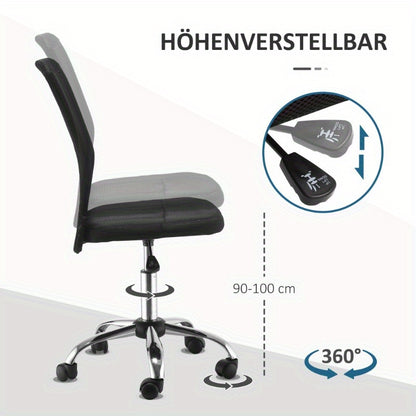 Ergonomische Bureaustoel – Computerstoel – Werkstoel – Draaistoel – Zonder Armleuningen – Verstelbare Hoogte – Stabiel Met Metalen Frame – Geschikt Voor Zwaardere Personen Max 100kg