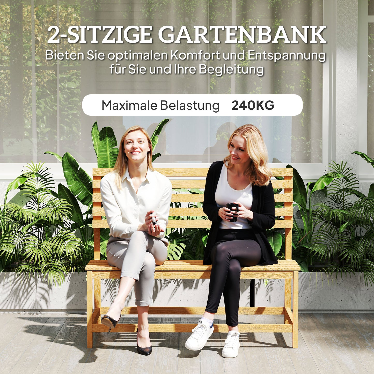 Tuinbank – Buitenbank – Tuinmeubel – Balkonbank – Parkbank – Teakhout – Weerbestendig – Verstelbare Rugleuning