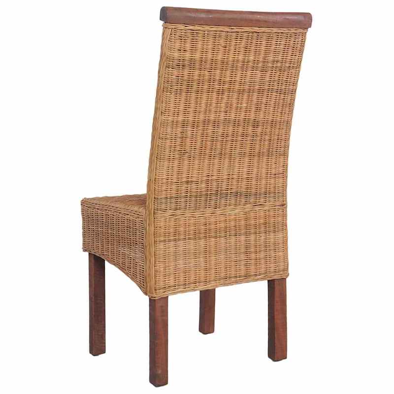Eetkamerstoelen – Rattan Stoelen – Keukenstoelen – Set Van 2 Stoelen – Bruin – Natuurlijk Rattan – Gemakkelijk Schoon Te Maken – Stevige Rugleuning