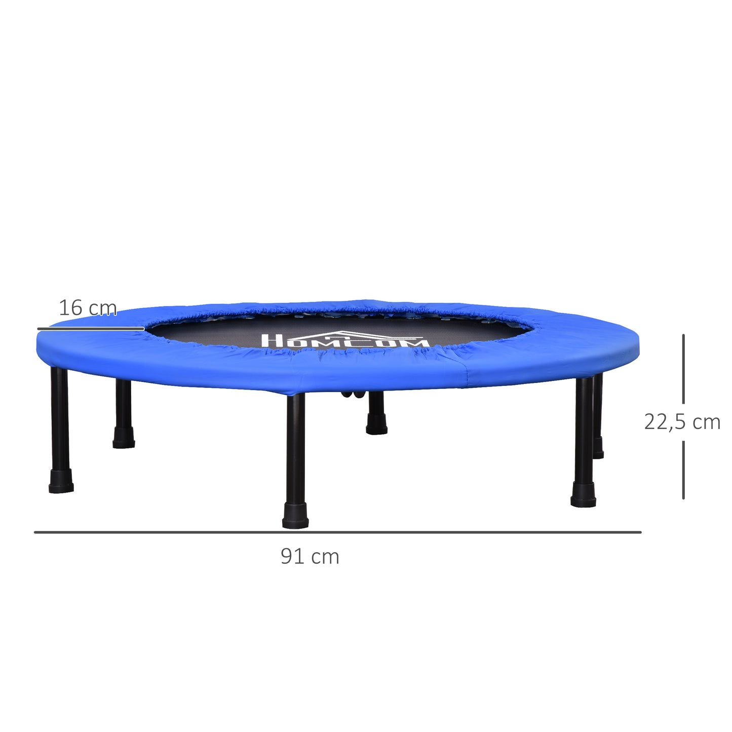 Fitness Trampoline – Mini Trampoline – Springmat – Trainingsapparaat – Indoor Trampoline – Zwart/Blauw – Compact Ø91 cm – Antislip Voeten & 100 kg Belastbaar