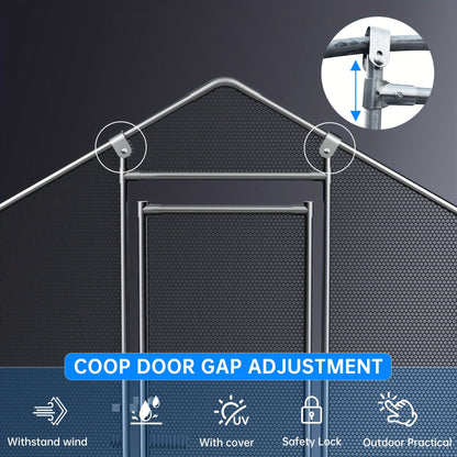 Large Metal Chicken Coop, Outdoor Walk-in, Heavy-duty, with Reinforced Three-support Steel Frame, Lid, And Roof, Silvery, Chicken Housing, Heavyduty Coop, Spacious Enclosure, Weatherresistant Roof, Metal Coop, Poultry Cage, F