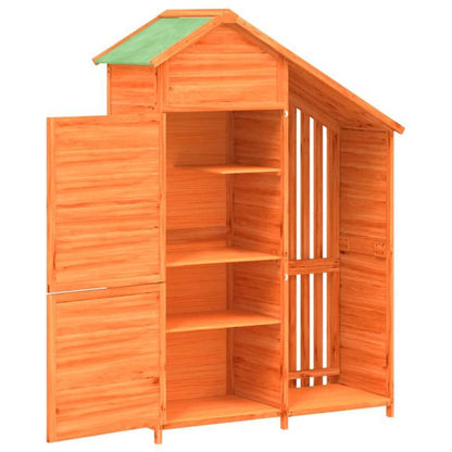 Tuinhuisje – Berging – Tuinschuur – Buitenopslag – Tuinkast – Massief Grenenhout – Stalen Frame – Koperen Dak – 120x53,5x170 cm – 3 Legplanken – Schuifdeur – Robuust & Rustiek