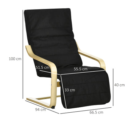 Loungestoel – Fauteuil – Relaxstoel – Zithoekstoel – Schommelstoel – Met Verstelbare Voetensteun – Stevig Metalen Frame – Comfortabele Linnen Bekleding