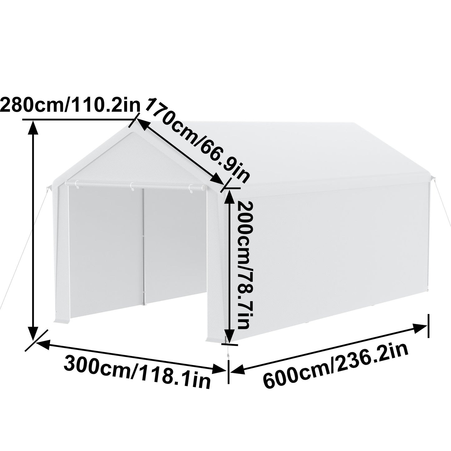 Carport Tent – Garage Tent – Opvouwbare Overkapping – Opslagtent – Auto Tent – 4x6 Meter – Stevig Metalen Frame – Afneembare Zijwanden