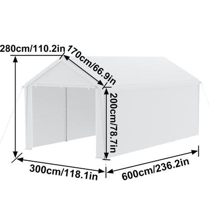 Carport Tent – Garage Tent – Opvouwbare Overkapping – Opslagtent – Auto Tent – 4x6 Meter – Stevig Metalen Frame – Afneembare Zijwanden