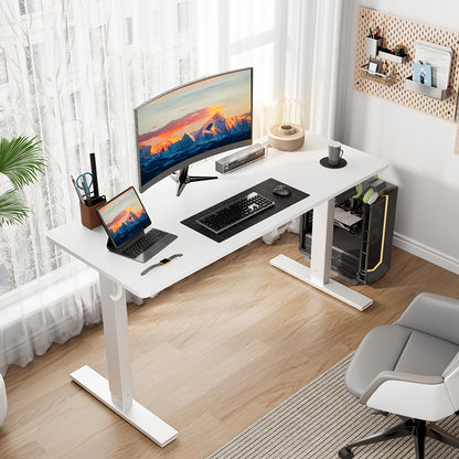 White Modular Height Adjustable Desk, Electric Adjustment, Height Memory Function, Ultra-Sturdy Steel Frame, Suitable for Office And Home