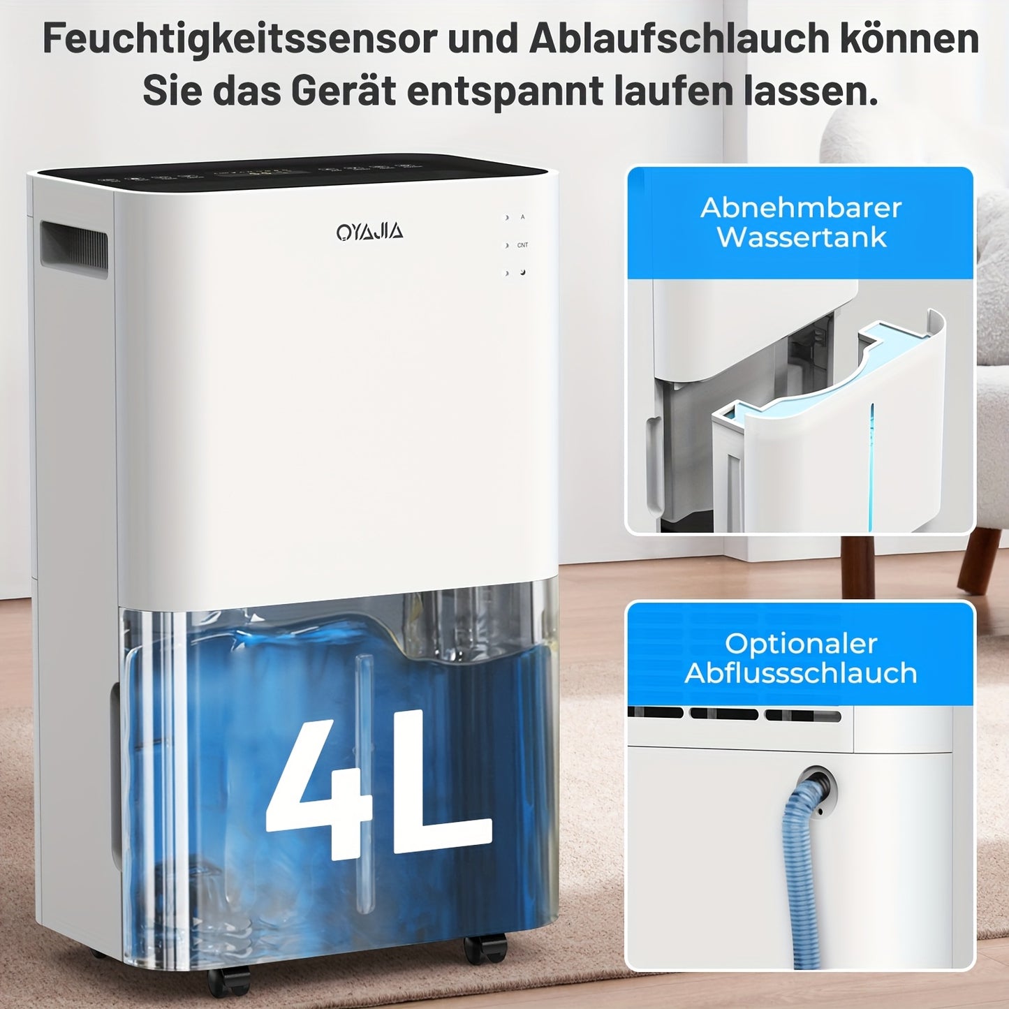 Ontvochtiger – Luchtontvochtiger – Vochtvreter – Droger – Vochtbestrijder – 20 Liter/Dag – Stil Met Digitale Vochtigheidsmeter & Wi-Fi App bediening