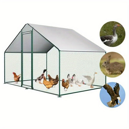 1pac Walk-in Chicken Coop for 20-40 Chickens, Large Metal Poultry Cage Run with Waterproof Cover, Outdoor Backyard Chicken House for Small Animals, Chicken Coop for Small Animals