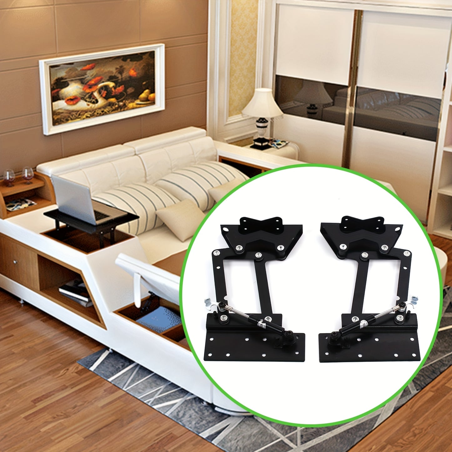 Scharnier – Meubelscharnier – Hefmechanisme – Deurscharnier – Koffietafel Hefscharnier – Zwart Staal – 35 kg Draagkracht – Voorliggend 110°