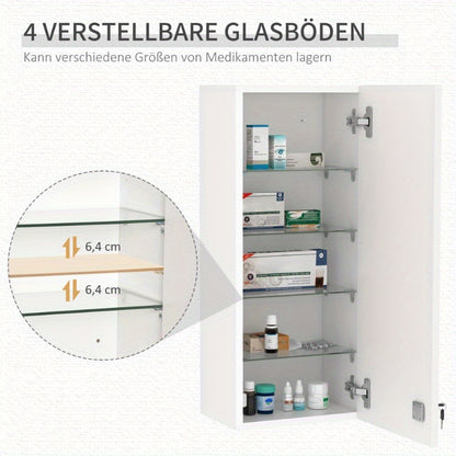 Medicijnkastje – Medicatiekast – EHBO-kastje – Badkamerkast – Apotheekkast – Met Slot – Verstelbare Indeling – Metaal – Wandmontage