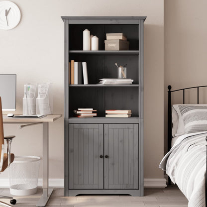 Boekenkast – Boekenkasten – Boekenrek – Vakkenkast – Opbergkast – Massief Grenenhout – 3 Open Planken en 2 Deuren – Frans Design – Compact 68 cm Hoog