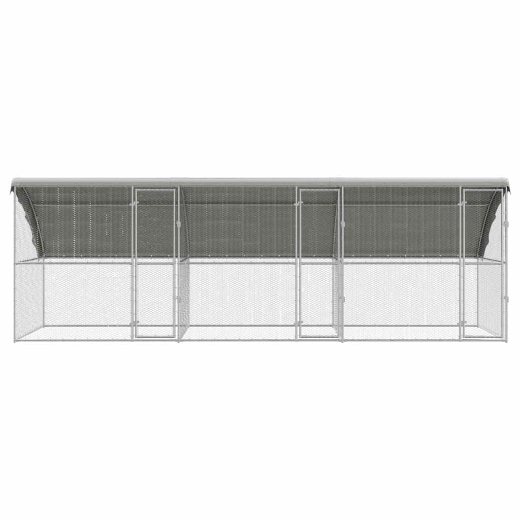 Kippenren – Kippenhok – Buitenren – Pluimvee Verblijf – Dierenhok – Gegalvaniseerd Staal – Weerbestendig – 600x200x198,5 cm