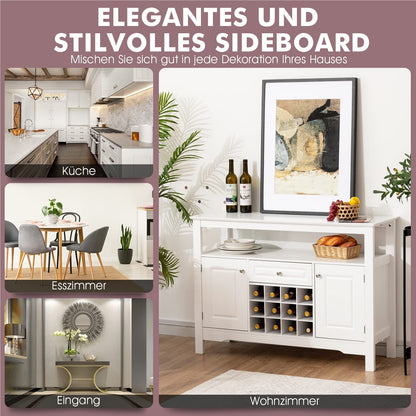 Buffetkast – Dressoir – Keukenkast – Opbergkast – Wijnkast – MDF Hout – 116 x 40 x 82 cm – Wit