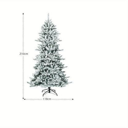 Kunstkerstboom – Nepspar – Kunstboom – Decoratieve Kerstboom – Winterse Boom – Sneeuwbedekt – Volle Vorm – Met Dennenappels – Premium PVC – 213 cm Hoog