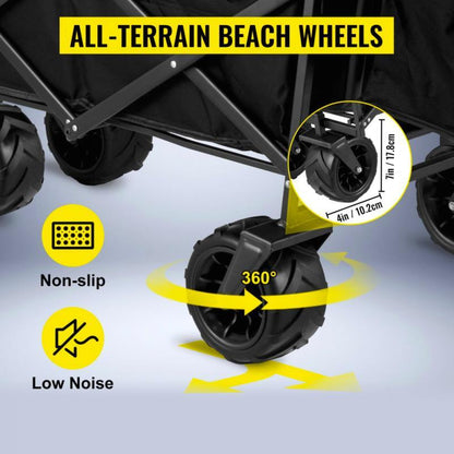 Multifunctionele Bolderwagen – Opvouwbare Wagen – Transportkar – Strandwagen – Tuinwagen – 600D Oxford Materiaal – Grote All-Terrain Wielen