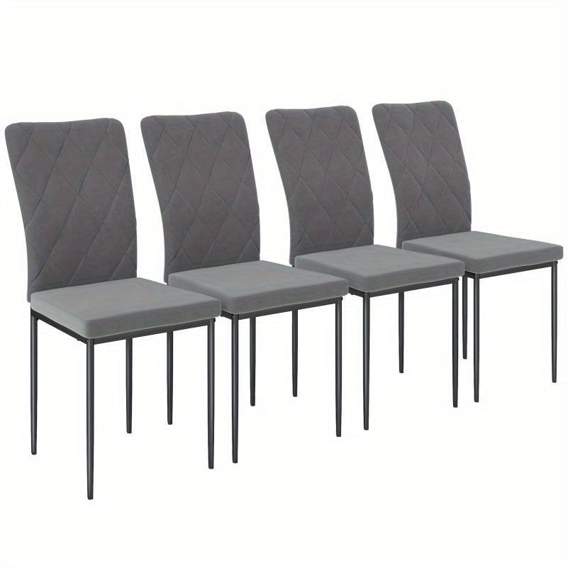 Eetstoel – Eetkamerstoel – Kuipstoel – Stoel – Stoeltjes – Set Van 4 – Velvet Stof – Met Armleuningen – Metalen Poten – Donkergrijs – Comfortabele Rugleuning
